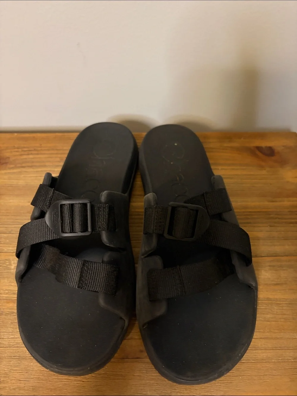 Black Slide Sandals with Adjustable Straps Kids Size 5